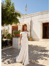 Off Shoulder Minimalist White Satin Wedding Dress